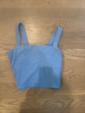 Vuori Heathered Light Blue Square-Neck Crop Top